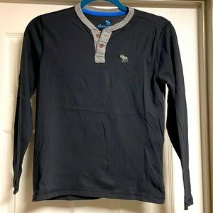 Abercrombie Kids Navy and Gray Henley Long sleeved Shirt